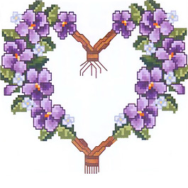 繡花 植物 花朵 心形 家紡 免費素材