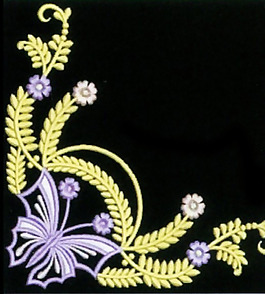 繡花 蝴蝶 花卉 藤蔓 家紡 免費素材