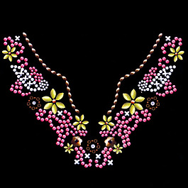 領(lǐng)邊 燙鉆 花朵 花紋 免費(fèi)素材