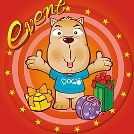 印花矢量圖 可愛卡通 卡通動物 小狗 圓圈 免費素材