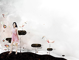 花纹图案与裙装美女