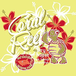 印花矢量圖 卡通文字 英文 卡通動(dòng)物 烏龜 免費(fèi)素材
