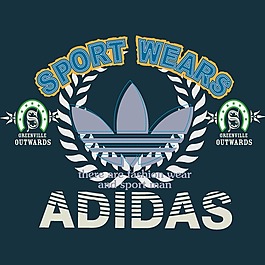 印花矢量圖 圖文結(jié)合 文字 英文 ADIDAS 免費(fèi)素材