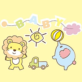 印花矢量圖 可愛卡通 卡通動物 大象 獅子 免費素材