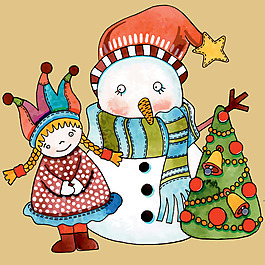 印花矢量圖 節(jié)日喜慶 圣誕節(jié) 雪人 人物 免費素材