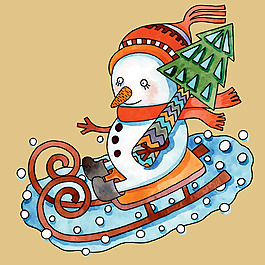 印花矢量圖 節(jié)日喜慶 圣誕節(jié) 雪人 圍巾 免費素材