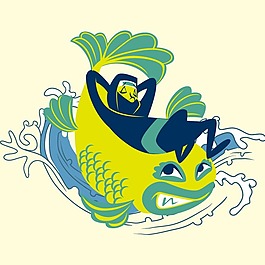 印花矢量图 可爱卡通 卡通人物 男人 忍者 免费素材