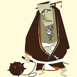 印花矢量圖 可愛(ài)卡通 卡通人物 男人 武士 免費(fèi)素材