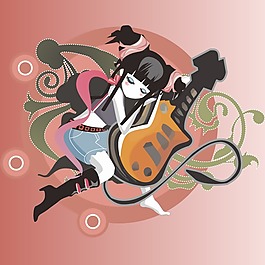 印花矢量圖 可愛卡通 卡通人物 女孩 樂器 免費(fèi)素材