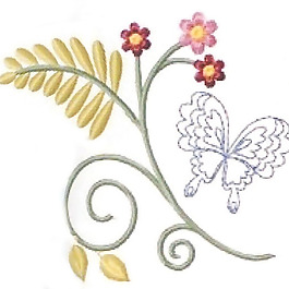 繡花 花卉 藤蔓 蝴蝶 家紡 免費(fèi)素材