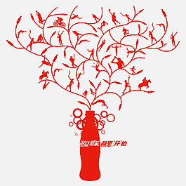 印花矢量圖 可口可樂(lè) 植物花紋 色彩 紅色 免費(fèi)素材