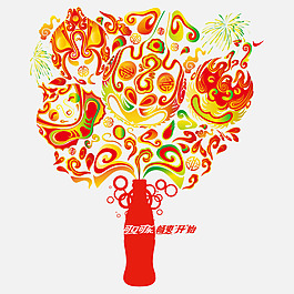 印花矢量圖 可口可樂 民族花紋 色彩 紅色 免費素材