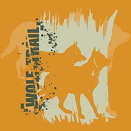 印花矢量圖 圖文結合 破碎風格 動物 狼 免費素材