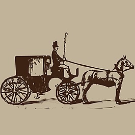印花矢量圖 復古風格 交通工具 馬車 免費素材