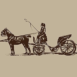 印花矢量圖 復古風格 交通工具 馬車 免費素材
