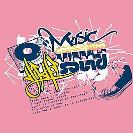 印花矢量圖 音樂元素 留聲機(jī) 圖文結(jié)合 文字 免費素材
