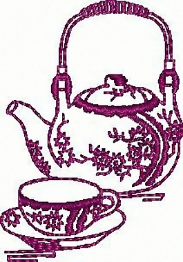 繡花 茶壺 茶杯 家紡 免費素材
