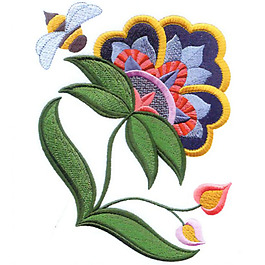 繡花 花卉 蜜蜂 家紡 免費(fèi)素材