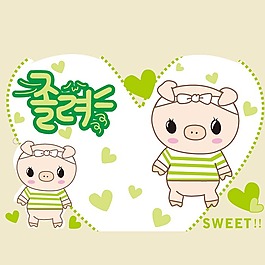 印花矢量圖 可愛卡通 卡通動物 小豬 愛心 免費素材
