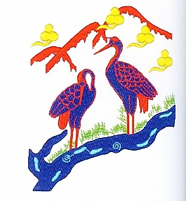 繡花 動物 丹頂鶴 家紡 免費素材