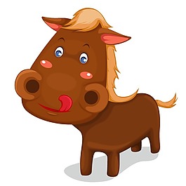 印花矢量圖 卡通動(dòng)物 馬 色彩 褐色 免費(fèi)素材