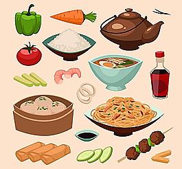 中式快餐矢量素材圖片
