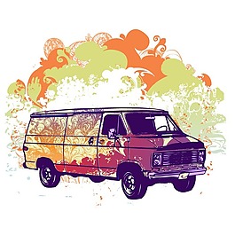 印花矢量圖 交通工具 貨車 墨跡 墨點(diǎn) 免費(fèi)素材