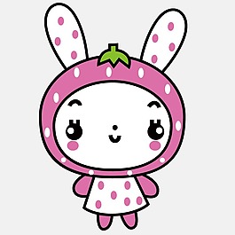 印花矢量图 可爱卡通 卡通形象 兔子 草莓 免费素材
