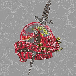 印花矢量圖 徽章標(biāo)記 玫瑰花 緞帶 寶劍 免費(fèi)素材