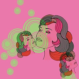 印花矢量圖 人物 女人 圓圈 圓環(huán) 免費(fèi)素材