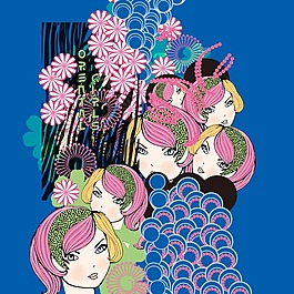 印花矢量圖 人物 女孩 花朵 圓形 免費(fèi)素材