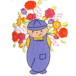 繡花 男孩 花卉 家紡 免費(fèi)素材