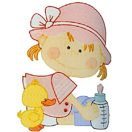 繡花 女孩 奶瓶 家紡 免費素材