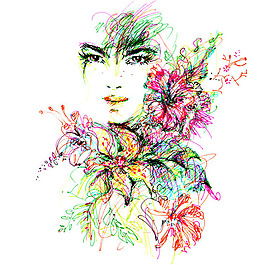 位圖 植物插畫(huà) 手繪 人物 女人 免費(fèi)素材