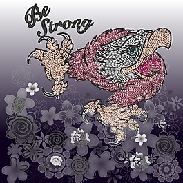 印花矢量圖 動(dòng)物 老鷹 色彩 黑色 免費(fèi)素材