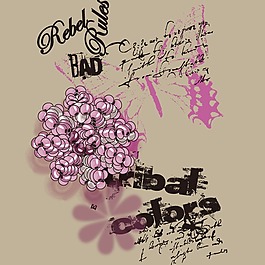 印花矢量圖 圖文結(jié)合 文字 英文 花朵 免費素材