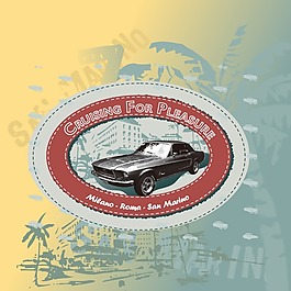 印花矢量圖 徽章標(biāo)記 交通工具 汽車 色彩 免費(fèi)素材