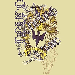 印花矢量圖 文字 英文 歐式花紋 色彩 免費(fèi)素材