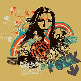 印花矢量圖 圖文結(jié)合 英文 人物 女人 免費素材