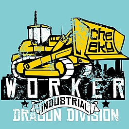 印花矢量圖 圖文結(jié)合 英文 交通工具 推土機(jī) 免費(fèi)素材