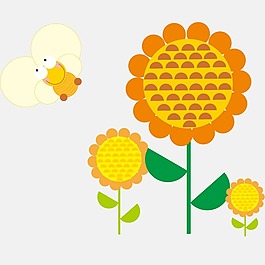 印花矢量圖 嬰童 小蜜蜂 向日葵 色彩 免費(fèi)素材
