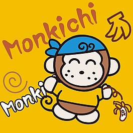印花矢量圖 男童 可愛卡通 猴子 英文 免費(fèi)素材