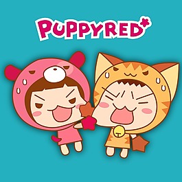 印花矢量圖 女童 可愛卡通 卡通形象 puppyred娃娃 免費素材