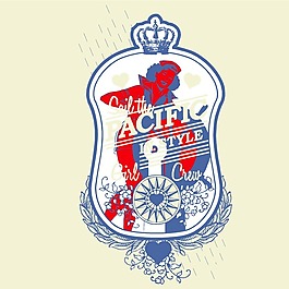 印花矢量圖 時(shí)尚休閑女裝 T恤圖案 潮流 皇冠 免費(fèi)素材