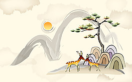 小鹿遠(yuǎn)山太陽
