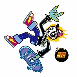 位圖 插畫(huà) 涂鴉 骷髏 滑板 免費(fèi)素材