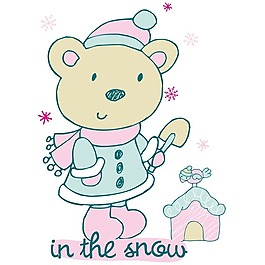 印花矢量圖 嬰童 動物 小熊 雪花 免費素材