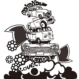 印花矢量圖 交通工具 汽車 貨車 箭頭 免費(fèi)素材