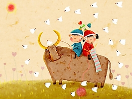 位圖 七夕情人節(jié) 插畫 人物 男孩 免費素材