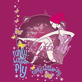 印花矢量圖 卡通人物 少女 文字 英文 免費(fèi)素材